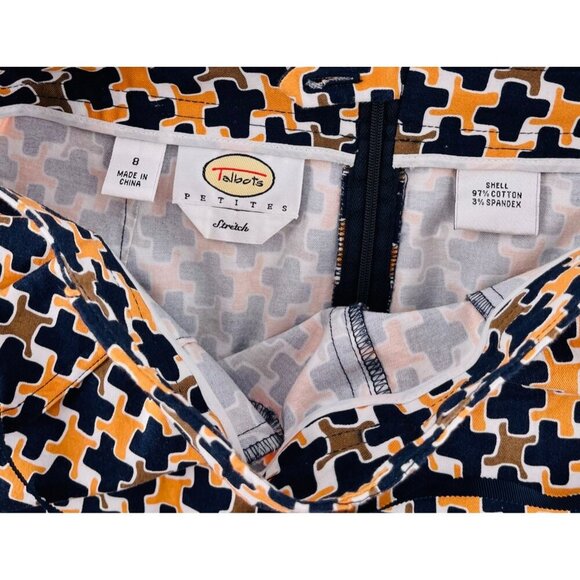 Talbots Womens Wrap Skirt Size 8 Geometric Print High Waist Cotton Blend - Picture 2 of 4